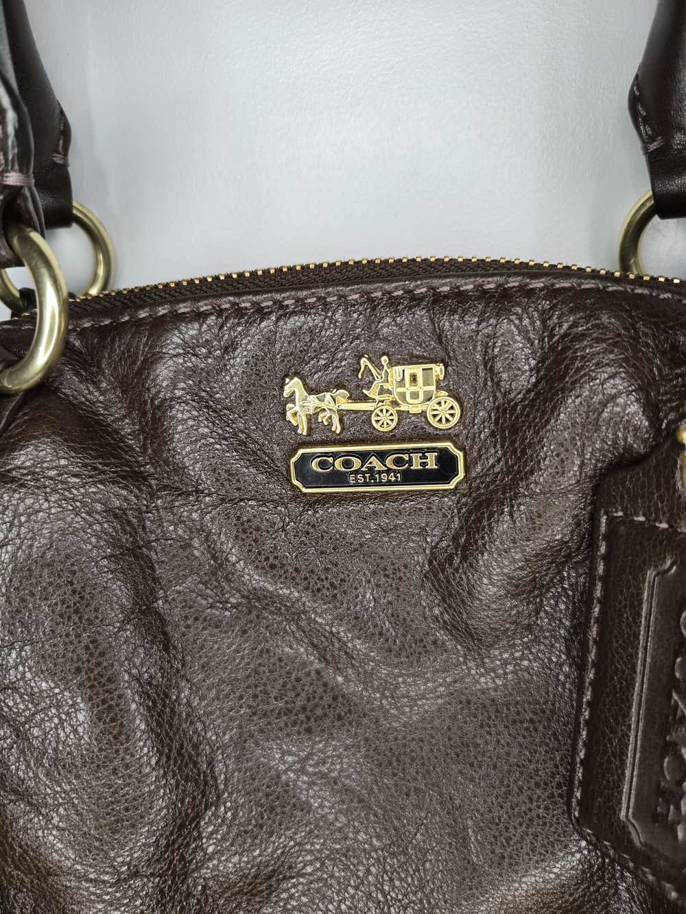 Coach Brown Leather Satchel with Shoulder Strap - Picture 12 of 13